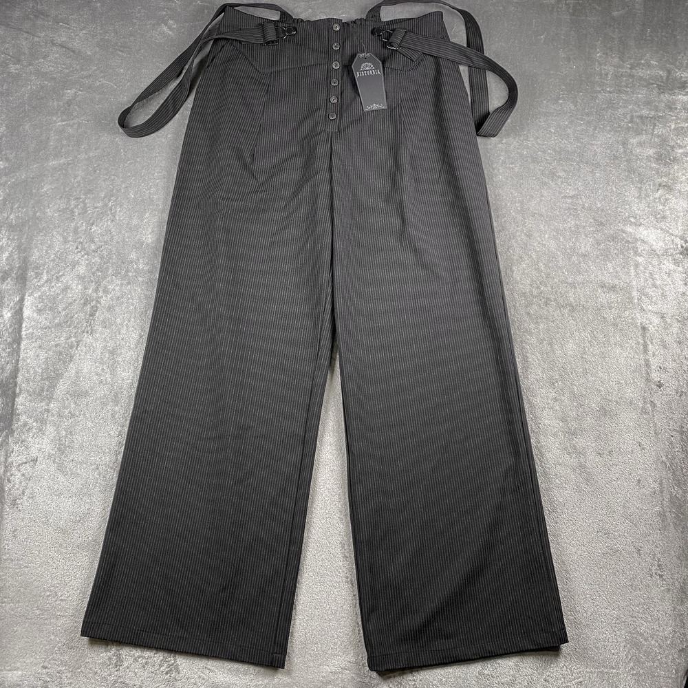 Disturbia Tilda Wide-Leg Pinstripe Pants With Suspenders